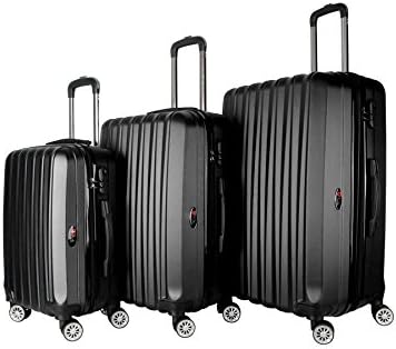 Brio Luggage 3-Piece Hardside Spinner Expandable Suitcase Set #1600 (Black)