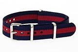 16mm [ Blue Red ] James Bond Nylon Nato Watch Band Military Strap G10