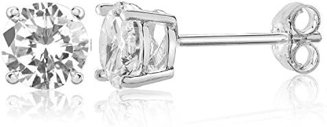 Queen Jewelers Sterling Silver Cubic Zirconia Round Stud Earrings (9mm)