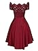 Dreaweet Women's Off Shoulder Lace Boat Neck Vintage Cocktail Party Wedding Dresses Red