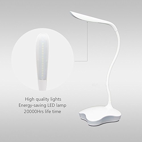 LED Desk Lamp, XIAOKOA Eye-caring Flexible Table Lamps, Dimmable Office Reading Lamp with USB Charging Port, Touch Control, with Night Light and 3 levels brightness, Twistable Tube,14LED Table Lamp - Thumbnail 2