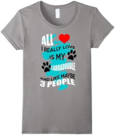 Womens Funny Labradoodle Dog Shirt: Funny Dog Shirt: Puppy Shirt Large Slate