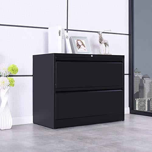 ModernLuxe HeavyDuty Lateral File (Black, 2Drawers35.4W17