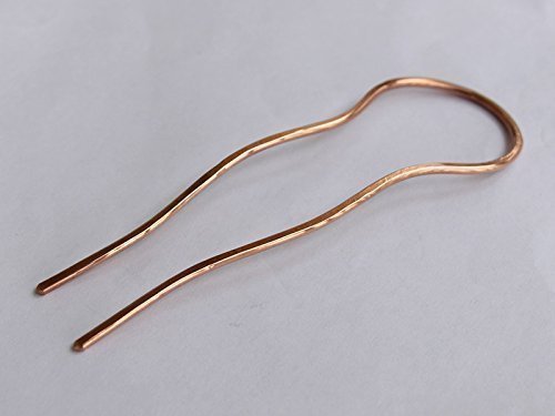 Gold Pave hammered U Shape Hair Fork Metal Hair Stick Pin Chignon Pin Rose Gold gift for her. - Thumbnail 3