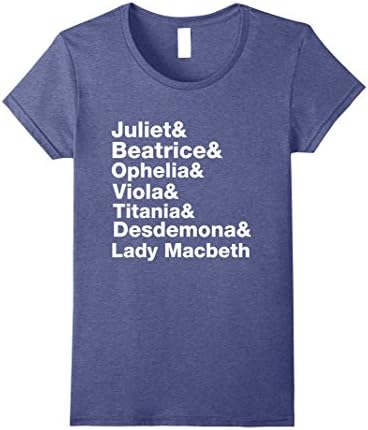 Womens Women of Shakespeare T-Shirt William Shakespeare Shirt Small Heather Blue