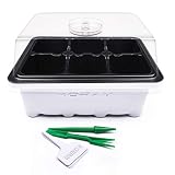 KORAM 10-Pack Seed Starter Trays 60 Large Cells Seedling Tray Plant Grow Kit with Lid and Base for Seed Germination (6-Cell Per Tray)