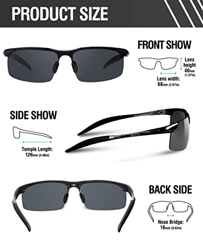 DUCO Gafas de sol deportivas polarizadas para hombre con ultraligero y marco de metal irrompible, 100% UV400-8177S