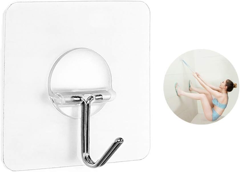 Utility Hooks Transparent Reusable Seamless Hooks,Waterproof and Oilproof,Bathroom Kitchen Heavy Duty Self Adhesive Hooks,8 Pack