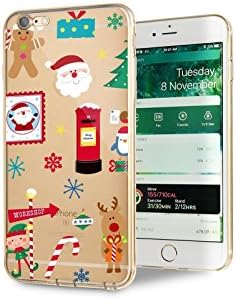 iPhone 7 Plus Case - Exkokoro 4.7 Inch Transparent Ultrathin iPhone Case with Cartoon Pattern, Drop Protection, Shock Absorption, With Dust Plug, TPU Material Soft Case (Christmas C)