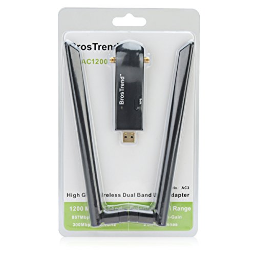 BrosTrend-1200Mbps-Long-Range-USB-WiFi-Adapter-Dual-Band-5GHz-Wireless-Network-Speed-867Mbps-24GHz-300Mbps-2-X-5dBi-WiFi-Antennas-USB-30-Supports-Windows-1087XP-Linux-Mint-Ubuntu-Raspbian