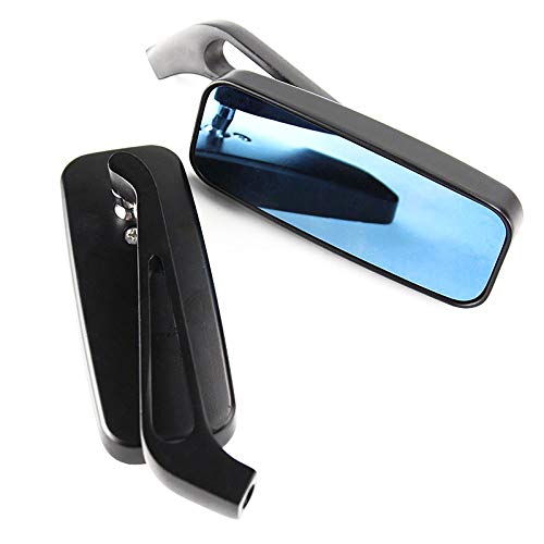Iycorish Moto Noire Retroviseurs rectangulaires pour Kawasaki 10mm
