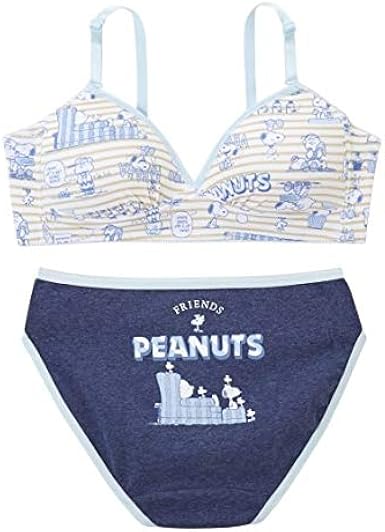 Nissen ニッセン ブラジャー ブラジャー ショーツセット 綿混 スヌーピー キャラクターデザイン モールドカップノンワイヤーブラジャー ショーツセット ネイビー M ブラジャー 通販 Amazon