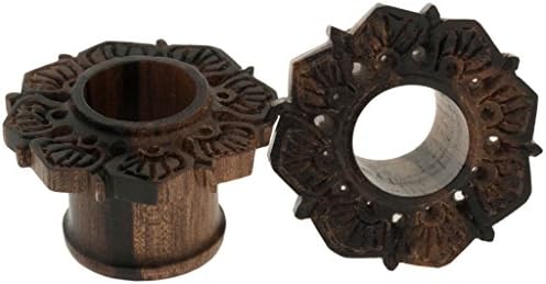 Pair of Double Flared Ebony Lotus Drop Eyelets: 00g