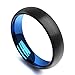 King Will DUO 5mm Blue Black Dome Tungsten Carbide Ring Wedding Band High Polished Brushed Comfort Fit