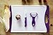 Chef Made Easy Large Plastic Cutting Board (Purple) with Drip Groove Includes Free Bonus Ceramic Peeler and 3