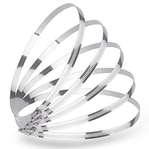 LOKMAN 5 Pack 10 Inch Stainless Steel Hose Clamps Large Worm Gear Duct Clamps Adjustable from 9 -10 inch/ 235-254mm Fuel Line Hose Band Pipe Clamp for Dryer Vent Hose