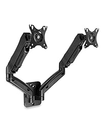 Mount-It! Soporte de escritorio para monitor LCD, ajustable, de pie, dos pantallas LED de 20, 23, 24, 27 pulgadas, color negro