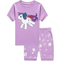 Dolphin&Fish Girls Pajamas 100% Cotton Summer Short Set Toddler Clothes Kids Pjs Sleepwear Size 7