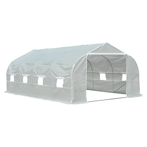 White Walk In Greenhouse 19.5′ Portable Plastic Tunnel Cover Kit Plant