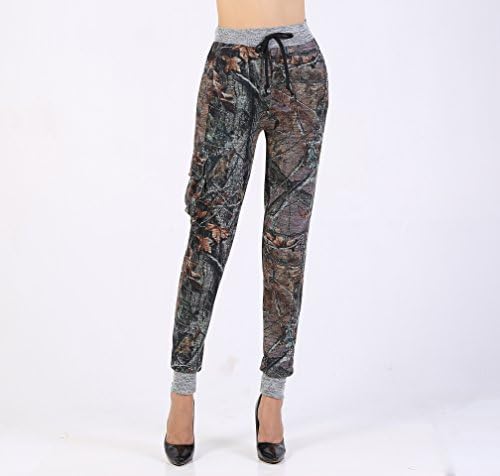 Otwo Women Drawstring Elastic Band Camouflag Jogger Pants (L-XL, Camouflage BROWN)