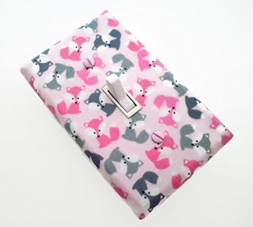 Pink and Grey Fox Light Switch Cover - Baby Girls Nursery Decor - Woodland Switchplate