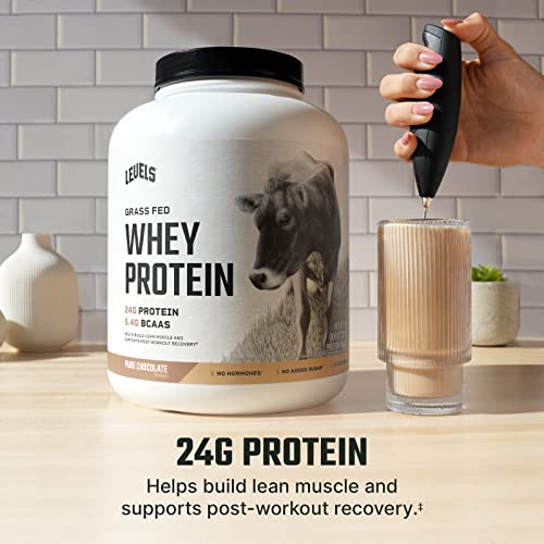 Levels Grass Fed 100 Whey Protein, No Hormones, Pure Chocolate, 5LB