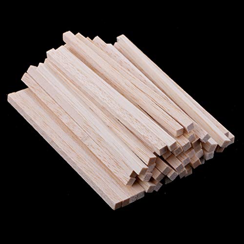 Fityle 50 Pieces Square Unfinished Balsa Wood Stick Wooden Dowel Rod for Kids Model Making DIY Craft Home Wedding Party Decoration 50/80/110mm - 110mm