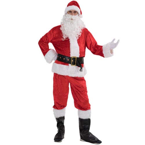 Qianderer Santa Costume Adult Men, Luxury Santa Suit Adults, Santa Fancy Dress Christmas Outfit Men, Santa Claus Costume For Men (White, XXL)