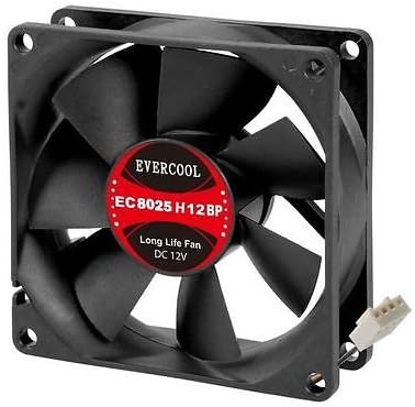 Evercool 80mm x 25m PWM Case/CPU Fan EC8025H12BP + Chrome Wire Grill!