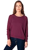 American Apparel Women's Tri-Blend Rib Light Weight Raglan Pullover, Tri/Cranberry, Medium