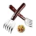 AIYUE Meat Shredding Claws Stainless Steel Pulled Pork Shredder Meat Claws for BBQ Shredding Pulling Handing Lifting & Serving Pork Turkey Chicken with Long Wood Handle (2 PCS,BPA Free)