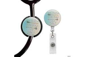 ROFLYER Stethoscope Tag,Steth ID Tag,Nurse Doctor Stethoscope ID Tag and Retractable Badge Reels Set, Stethoscope Charms Accessories and Badge Holder,Set of 2