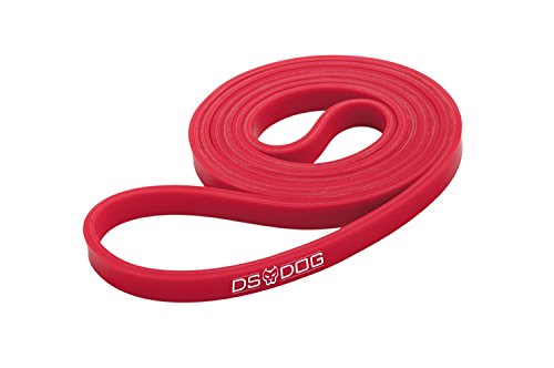 Resistance Band By DS DOG - Workout Band with 10-35 Pounds Resistance - Crossfit Pull Up Bands for Home or Gym - Powerlifting Exercise Bands - Extra Durable Natural Latex - with eGuide - Red