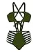 Nulibenna Women's Bandage Halter One Piece Bikini Cut Out Bathing Suit Army Green X-Large