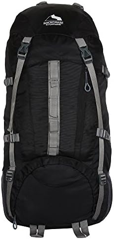Rockchase 75+15/90 Liter Backpack Rucksack for Hunting Shooting Camping Hiking Traveling (Black)