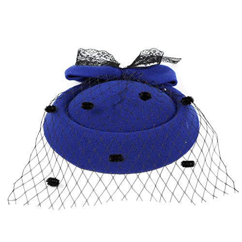 BCDshop_hairband clearance Girls Women Fashion Fascinators Tea Party Headpiece Headwear Mesh Net Beret Hat Tiara on a Hair Clip (Blue)