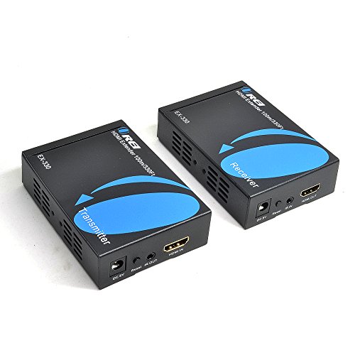 Orei EX-330(Upgraded) HDMI Extender Signal Over Single CAT5e/CAT6 Ethernet Cable up to 330', Deep Color