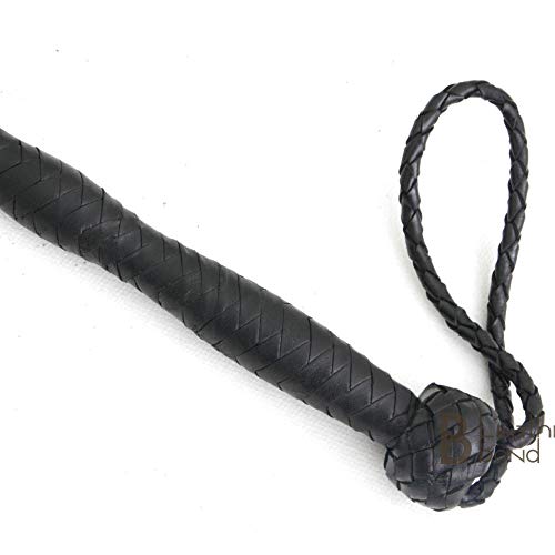 Real Cowhide Leather & Fiberglass Equestrian Riding Crop Whip with Wider Slapper - Thumbnail 2
