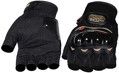SYKIT Probiker Half Finger Motorcycle Gloves/BIKE Gloves For Men/Women (BLACK,MEDIUM)