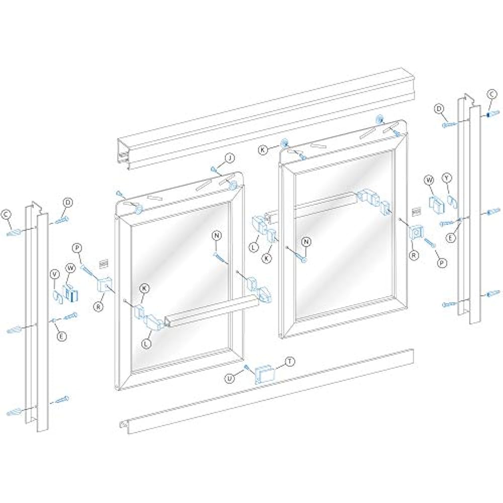 Basco ECPPDLX51BN Framed Sliding Shower Door Parts, Brushed Nickel