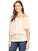 Anna-Kaci Womens Short Sleeve Ruffle Stretch Off Shoulder Boho Blouse Top, Beige, Small