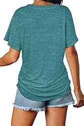 Cute Womens Tops Short Sleeve V Neck Shirts Solid