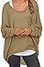 UGET Women's Oversized Baggy Tops Off Shoulder Loose Fitting Pullover Casual Blouse T-Shirt Sweater Long Batwing Sleeve Small Tan