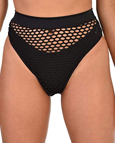iHeartRaves Ultimate Baddie Fishnet Thong Booty Shorts (Black, X-Large) - Thumbnail 6