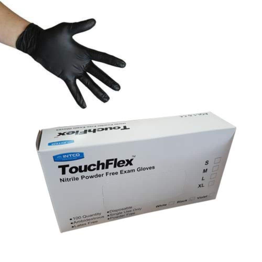 Touchflex N318D-50L N318D-50L disposable powder free gloves, nitrile, size L / 9, black, 100.piece