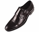 Asher Green Mens Black Genuine Leather Classic Double Monk Strap Dress Shoe with Cap Toe: Style Stowe Black-000