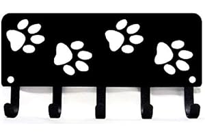 The Metal Peddler Walking Paws Key Rack Hanger & Dog Leash Organizer - Large 9 inch Wide - Made in USA Gifts for Dog Lovers