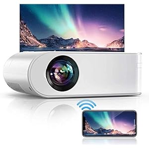 YABER Projector WiFi Mini Projector, 8000L 1080P Full HD Portable Projector, Zoom, 300″ Display, Outdoor Projector [Projector Screen Included] Wireless Mirroring Projector for Phone/TV Stick/HDMI/PS4