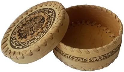 Round Gift Box Trinket Jewellery Storage made of Birch Bark Wood