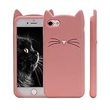 iPhone 7 Case, MC Fashion Cute 3D Pink Meow Party Cat Ears Kitty Whiskers Protective Soft Case Skin for Apple iPhone 7 (2016) and iPhone 8 (2017)